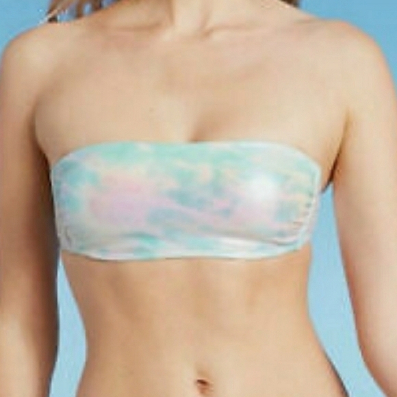Xhilaration Metallic Light Blue Tie Dye Bikini Top w/Optional Straps Size XS # - Picture 1 of 7